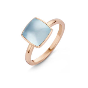 750 Rosegold Ring mit Blautopas